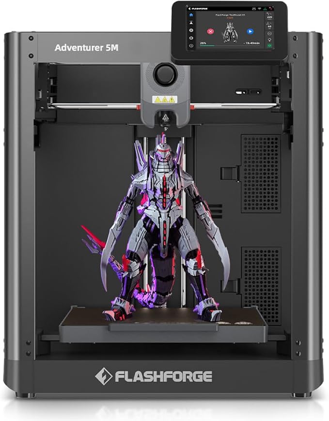 FLASHFORGE Adventurer 5M 3D Printer with Fully Auto Leveling System, Max 600mm/s High-Speed, 280℃ Quick-Detach Nozzle, CoreXY Structure for Superior Print Quality, Rookies & Experts Smart Choice
