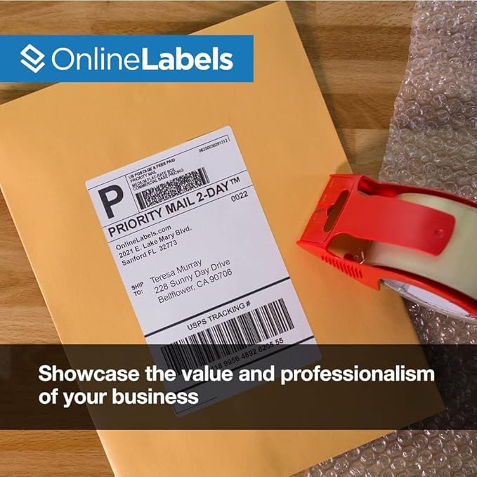 8.5 x 5.5 Half-Sheet Shipping Labels - Permanent, White Matte - for FBA, FedEx, UPS - Pack of 500 Labels, 250 Sheets - Inkjet/Laser Printers - Online Labels