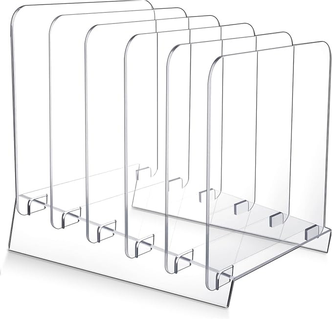 File Organizer for Desks Acrylic Vertical File Holder for Desk 5 Sections Desk Top Clear Workspace Sorters Folder Organizer Rack Stand for Letter Document Notebook Binder Office School Home