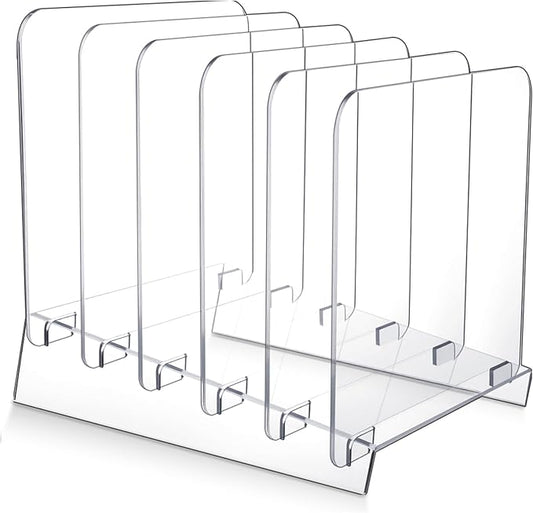 File Organizer for Desks Acrylic Vertical File Holder for Desk 5 Sections Desk Top Clear Workspace Sorters Folder Organizer Rack Stand for Letter Document Notebook Binder Office School Home
