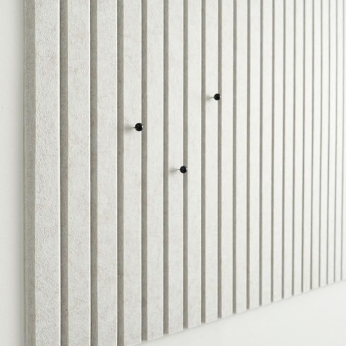 Large Cork Boards for Walls Black Felt Board Alternative - Slat Wall Paneling, Felt Bulletin Board Tiles for Office Decor, Push pin Board Office Wall Organizer -12-Pack (Ivory Tan)