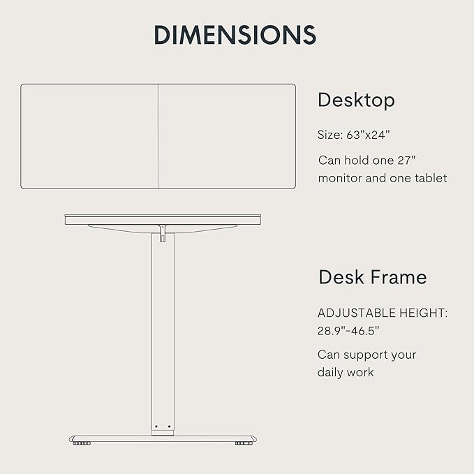 FLEXISPOT Standing Desk 63 x 24 Inch Adjustable Height Desk Home Office Computer Workstation Sit Stand Desk, White Top + White Frame