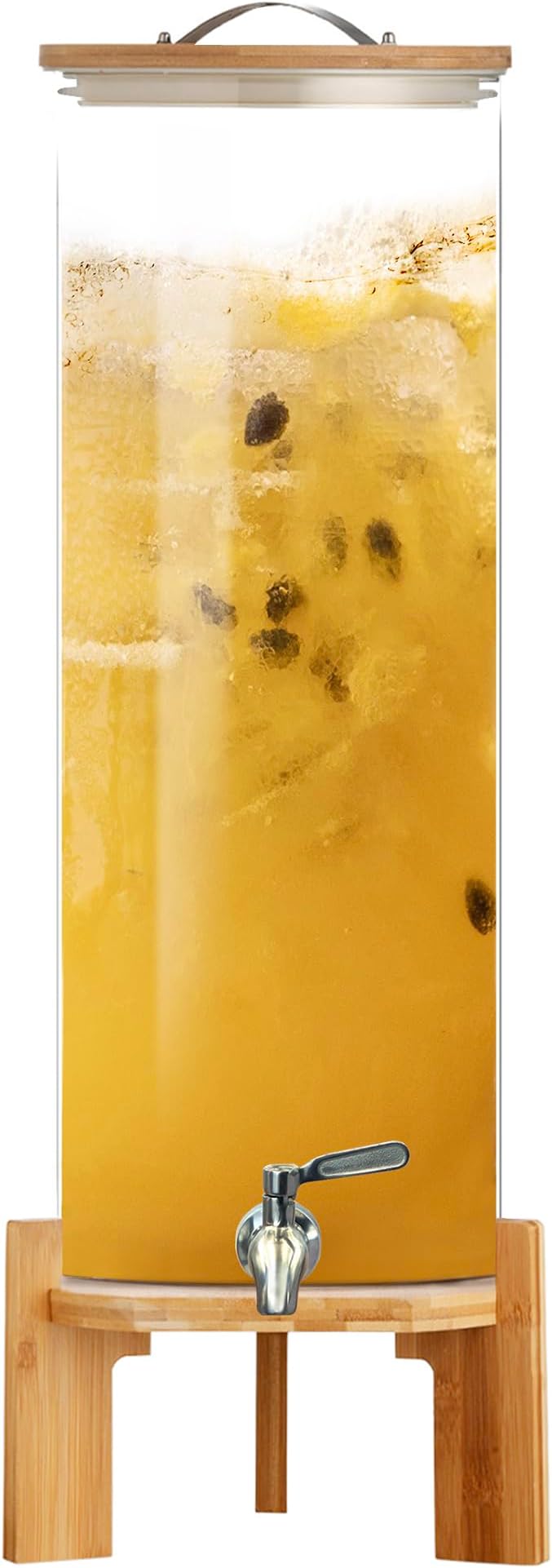 Beverage Dispenser, 4Gallon Glass Drink Dispenser with Stand, Stainless Steel Spigot, Ideal for Parties, Bars, Restaurants (15L/4 Gallon)