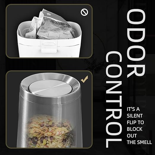 2.6Gallen Brushed Nickel Bathroom Trash Can with Lid, Stainless Steel Garbage Can with Flipping Lid,for Bathroom, Kitchen,Living Room,Bedroom,Hotel (Silver)