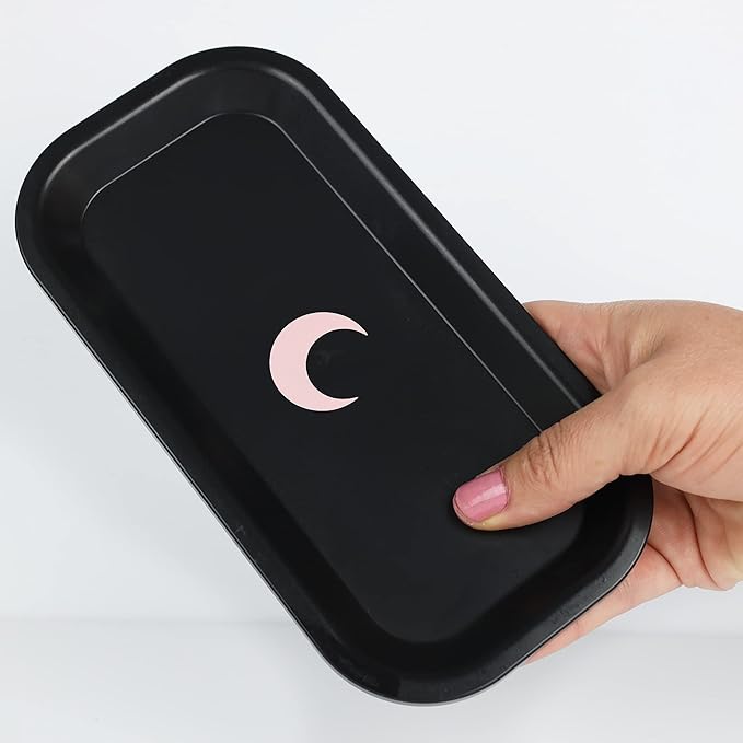 Brando Moon Small Tray - Black Lightweight Plant Based Tray - Made from Plants - Low Carbon Kitchen Tool - Curved Edges and Smooth Surface - Travel Size 8 x 4.1 inches