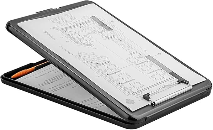 ZCZN Plastic A4 Form Storage Box Case, Clipboard Case, Suitable for School,Utility,Industrial Office, Medical Personnel,Black