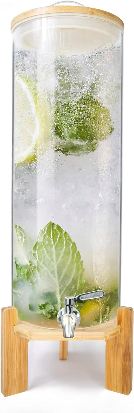 Beverage Dispenser,3.5 Gallon Glass Drink Dispenser with Stand,Stainless Steels Drink Dispenser Spigot,Drink Dispensers for Parties,Beverage Dispenser with Stand for Bars,Restaurants