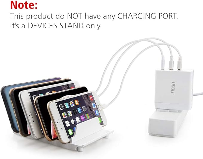 Adjustable Universal Cell Phone Dock Stand Holder, Tablet Organizer Multi Device Desktop Stand for iPhone Samsung Galaxy Google Nexus Kindle - No Charging Port (White)