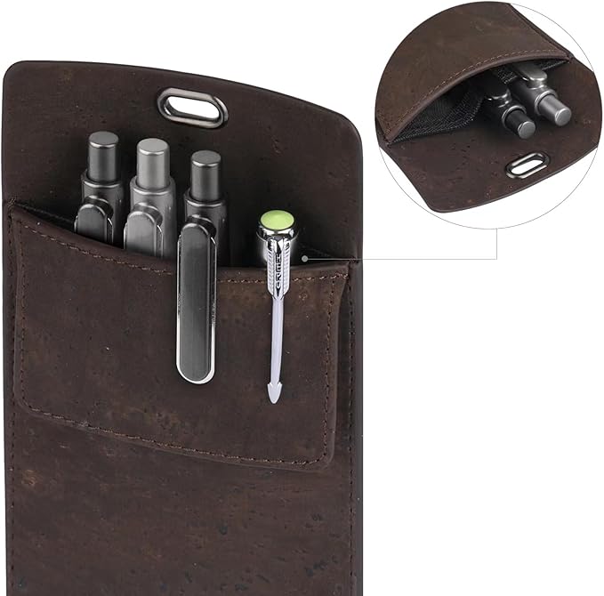 Premium Portuguese Cork Pocket Protector for Men | Multi-Use Pocket Protectors for Shirts and Lab Coats | For Pen, Pencils, Pointers, and More | 1 Pack Brown Pocket Organizer Protector