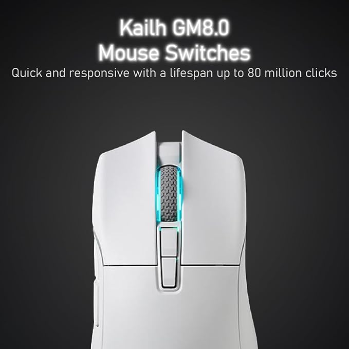 iRocks IRM31R RGB Backlight, Wireless Lightweight Gaming Mouse, Tri-Mode Connection, Kailh GM8.0 Mouse Switches, Advanced PixArt PAW3395 Optical Sensor, Resolution Up to 26,000 DPI - White