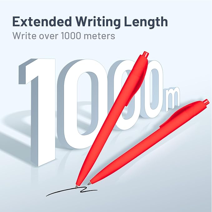BallPoint Pens, 50 Pack (BLACK Ink),Bulk Pens, Red Barrel,Click Pens for Office Home and School, Retractable Ballpoint Pens, Medium Point, 1.00MM (Red)