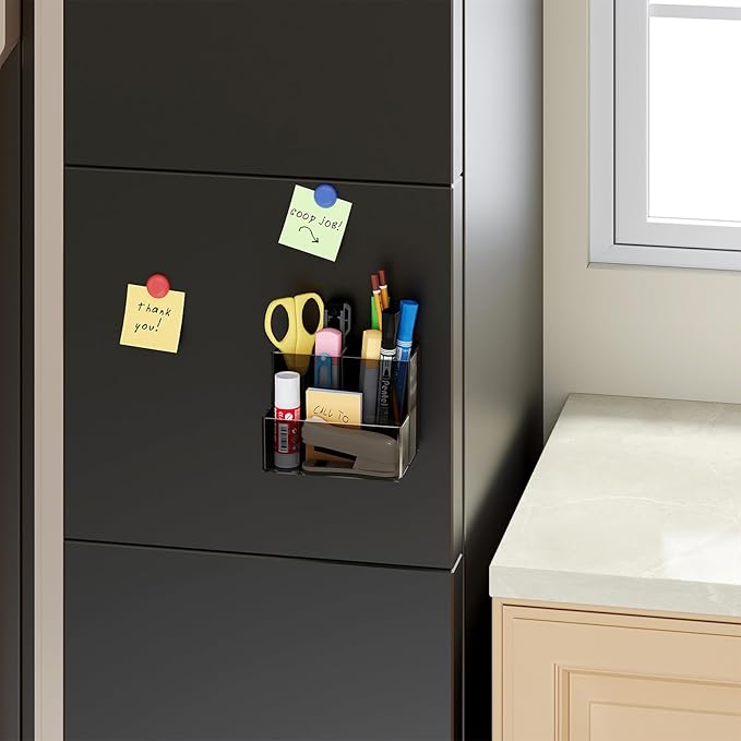 Marbrasse Acrylic Magnetic Pen Holder, Dry Erase Marker Holder, Magnetic Whiteboard Pencil Holders for Refrigerator, Locker, School and Office,Grey