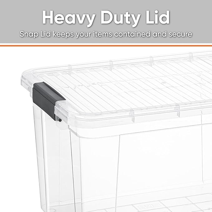 Superio Storage Bins with Lids- 4 Pack, 4.75 Qt Clear Boxes for Organizing, Stackable Plastic Containers- BPA Free, Non-Toxic, Odor Free, Organizer for Home, Office, Dorm