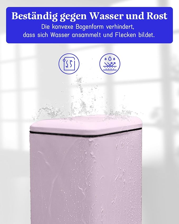 JM.YIPENG Bathroom Rubbish Bin, 5 Litre Cosmetic Bin, Small Waste Bin with Soft Close Lid, Bathroom Bin for Toilet, Bathroom, Bedroom, Living Room, Pink