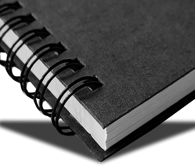 Spiral Notebook, 3Pack Spiral Journal, Thick Pure White Paper 120 Pages Wirebound Notebooks, Sketch Pads& Planner（Black)