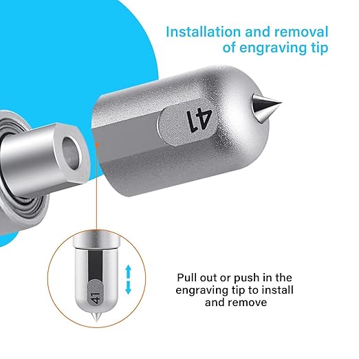 Engraving Tip for Maker Cutting Machines - Premium Carbide Steel Engraving Tool for Flat, Soft Metals, Leather, Acrylic, Plastic, Anodized or Sublimated Aluminum