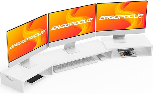 Triple Monitor Stand Riser, Extra Long Monitor Lift for 3 Monitors, Dual Monitor Stand with Length and Angle Adjustable