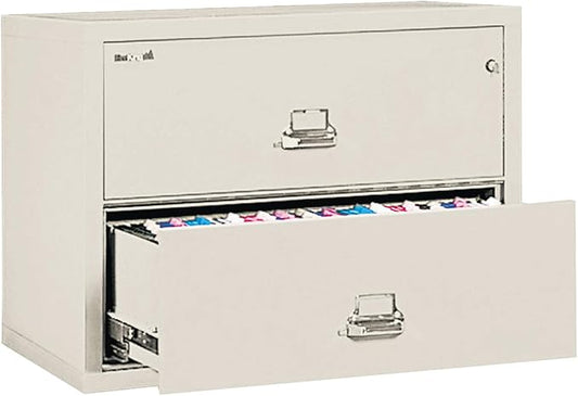 FireKing Lateral 2 Drawer Legal and Letter Fire Safe File Cabinet with Key Lock, 1 Hour Fire Rated, UL Rated & Water Resistant Home Safe, Filing Cabinet, Made in The USA, Parchment
