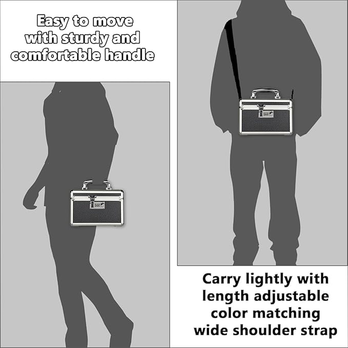 Storage Lock Box with Combination code, Lockable Medicine Storage Case, Empty First Aid Box, Security Lock Box, Multipurpose Lockbox for Home and Outdoor Use (Black, Small)