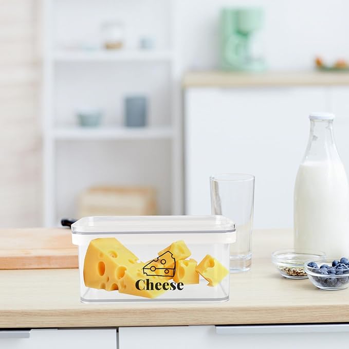 Cheese Container for Refrigerator Airtight Creamer Container with Lid Cream Cheese Sliced Cheeses Box Meat and Cheeses Saver for Fridge Keeper Cream Block Shredded Sliced Storage Box Holder