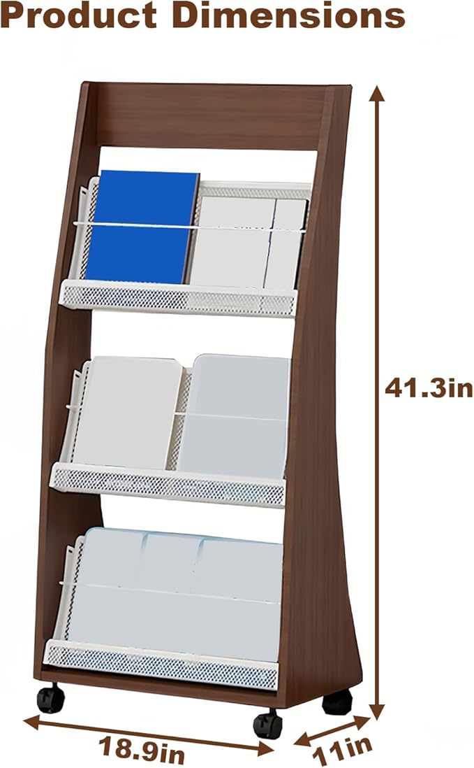 Brochure Display Rack,4 Layer Floor-Standing Magazine Rack,Literature Newspaper Catalog Display Holder With,Book Display Rack for Exhibitions, Shopping Malls, Hospitals, Offices,Family