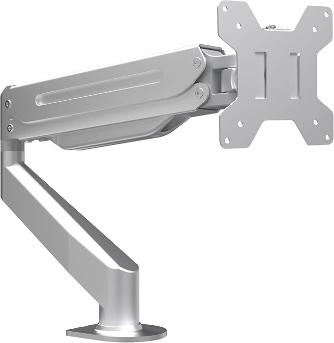 Suptek Single Monitor Mount Stand,Gas Spring Monitor Arm Desk Mount Fully Adjustable for 17 20 22 23 24 26 27 inch Monitors Weight Capacity up to 13.2 lbs (Silver)