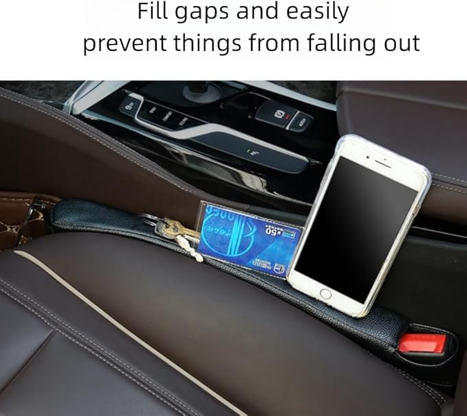 3in1 Car Seat Gap Storage - Prevent Small Items from Falling, with Pocket Organizer and Removable Cupholder (Black)