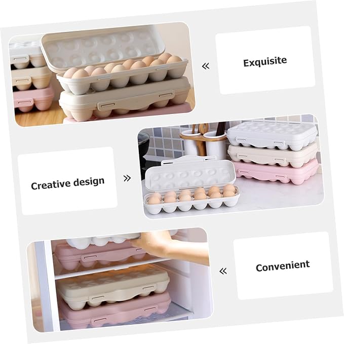 2pcs Egg Fridge Organizer with Lids Stackable Egg Storage Box for Refrigerator with Easy Pull-out Design