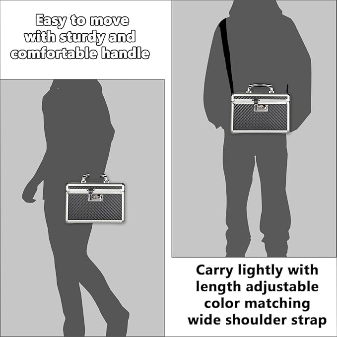 Storage Lock Box with Combination code, Lockable Medicine Storage Case, Empty First Aid Box, Security Lock Box, Multipurpose Lockbox for Home and Outdoor Use (Black, Medium)