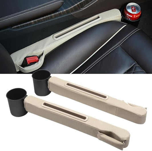 Car Accessories,Car Gap Plug,with Pocket Organizer and Removable Cupholder,Cup Holder for Car,3in1 Car Seat Gap,Prevent Small Items from Falling,Car Seat Gap Storage.(Beige)