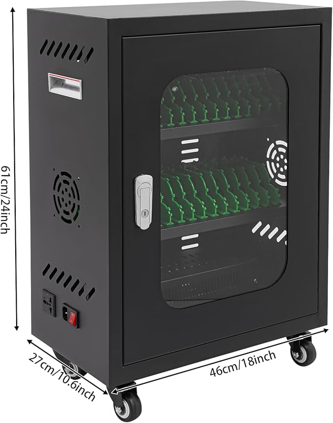Cell Phone Charging Stations 30 Device Mobile Storage Cart with Wheels & Lock, Rechargeable Mobile Phones Charging Cabinet, Secure Phone Cabinet, for Classroom Office