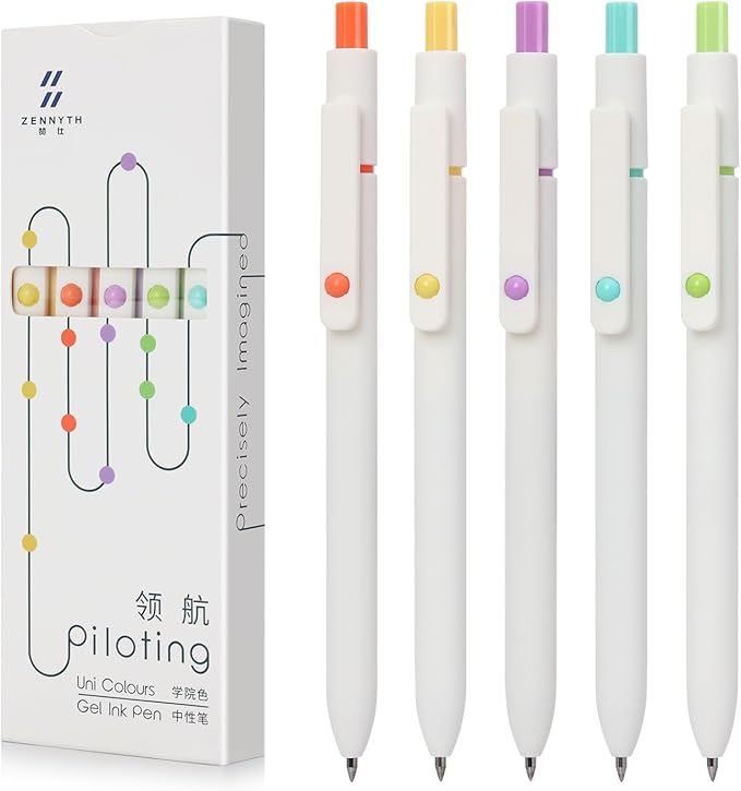 FIOVER Gel Pens, 5pcs 0.5mm Quick Dry Black Ink Fine Point Smooth Writing Pens High-End Series Ballpoint for Office School Supplies, Gifts for Women and Men