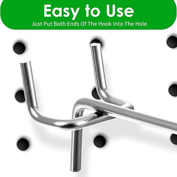 120pcs Pegboard Hooks Peg Board Shelving Hooks Peg Board Hook for Hanging Stainless Steel Hanging Boards Pegs Wall Display Hook Bulk Pegs Boards Tool Hangers for Garage Craft Room Kitchen Store