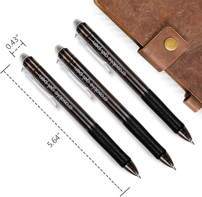 Vanstek 18 Black Retractable Erasable Gel Pens Clicker, Fine Point(0.7), Make Mistakes Disappear, Premium Comfort Grip, Black Ink for Planners, Note Taking and Crossword Puzzles