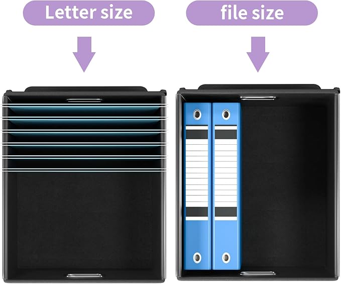 Huolewa Decorative File Organizer Storage Box with Lid, Linen Hanging Filing & Storage Box with Plastic Slide for Office/Decor/Hom, Universal Hanging Filing Organization Box for Letter/Legal Folder