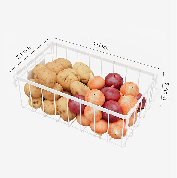 Freezer Organizer Bins -8 Pack Stackable Chest Freezer Organizer Baskets With Tag, For Kitchen, Cabinets, Cupboards, Counter Top, Freezer, Pantry. White