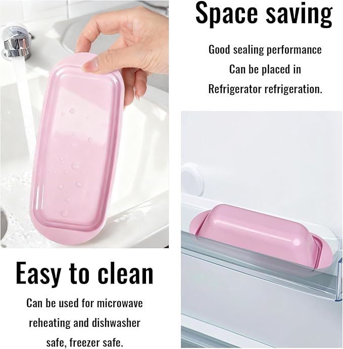 Butter Dish with Lid and Knife, Durable Countertop & Fridge Butter Keeper, Melamine Butter Container Valentine’s Kitchen Gift, Heart Design - Pink