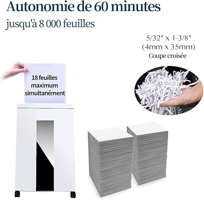 WOLVERINE 18-Sheet Shredders for Home Office Heavy Duty P-4 Security Level Crosscut Paper Shredder Paper/CD/Card Ultra Quiet Paper Shredder for Home with 6 Gallons Pullout Waste Bin SD9113(White ETL)