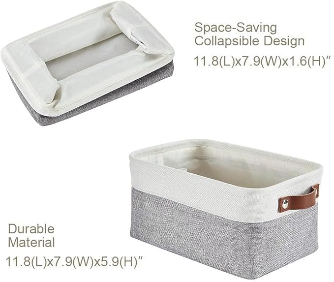DECOMOMO Small Storage Basket, Closet Storage Bins, Baskets for Organizing Shelves (Grey & White, Small - 6 Pack)