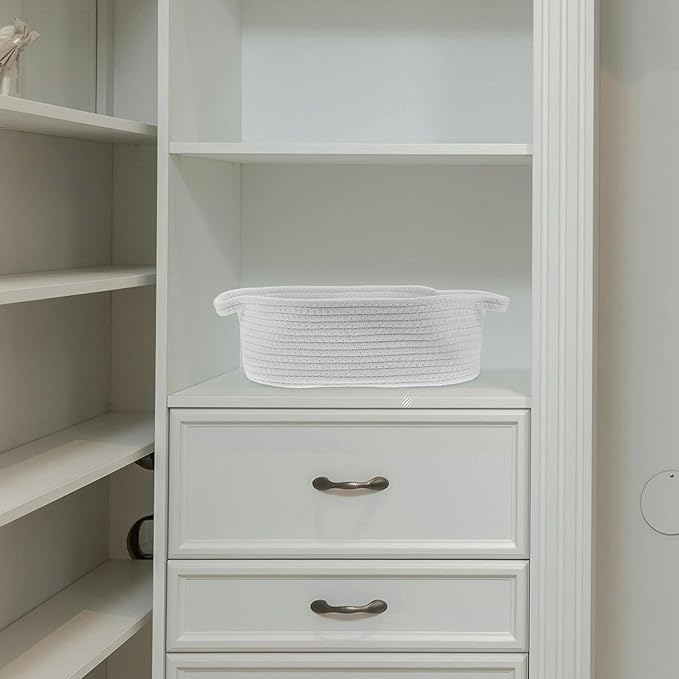 BESPORTBLE 2pcs Cotton Rope Storage Baskets with Handles Woven Small Shelf Bins for Clothes Home Organization and Decorative Use