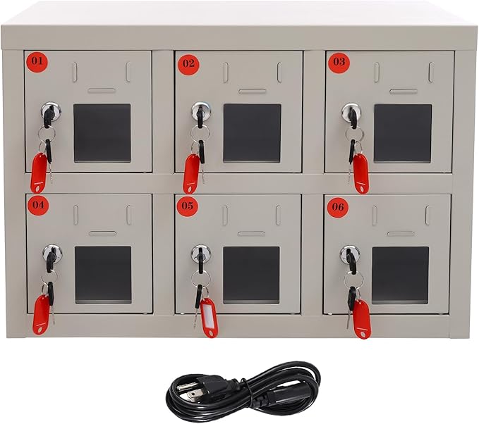 6 Slot Cellphone Charging Station Cell Phone Locker Cellphone Storage Cabinet, for Office Classroom