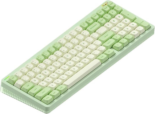 nuphy Halo96 V2 Wireless Keyboard,Gasket Structure,96% Hot Swappable Gaming Keyboard, 99 Kyes RGB Backlit Mechanical Keyboard, Support QMK/VIA,Bluetooth/USB-C/2.4GHz-Green,Silent Red Clear-Top (45gf)