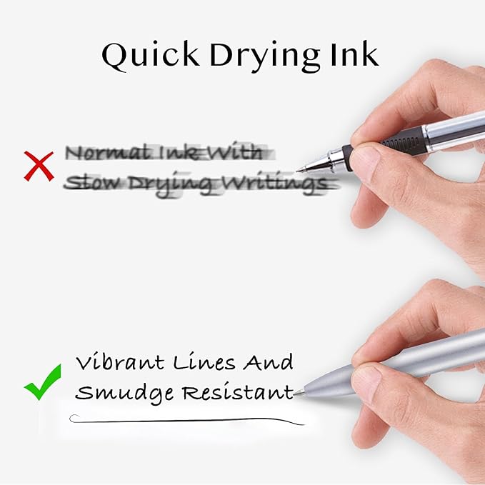 LINFANC 6 Pcs Gel Pens Ballpoint, Metal Barrel Medium Point 0.7 mm Quick Dry Black Ink Cute Pens for Journaling, Smooth Writing Gel Pen, Cute School Supplies Office Supplies Gifts for Women