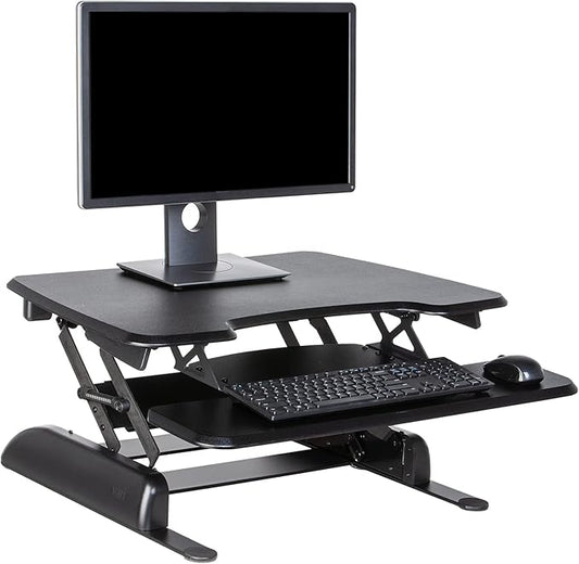 Vari - VariDesk Essential 30 - Two-Tier Standing Desk Converter for Home Office - Adjustable Sit Stand Desk with 11 Height Settings - Standing Desk Riser for Monitor & Accessories - 30" Wide, Black