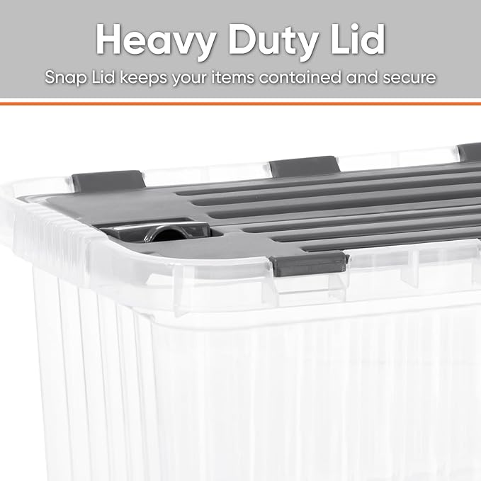 Superio 6-Pack Clear Storage Bins with Lids (15"x10"x10.25") - Stackable Plastic Containers, BPA-Free, Odor-Free, Home/Office/Dorm Organizers