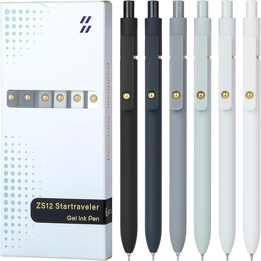 Ddaowanx Gel Pens, 0.7mm Quick Dry Black Ink,Fine Point Smooth Writing Pens,Office School Supplies,Gifts for Women Man(6Pcs Black White Gray, Black)