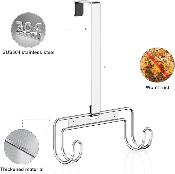 Ironing Board Holder Wall Mount, Over The Door Ironing Board Holder, Over The Door Or Wall Mount Ironing Board Hanger for Y & T Leg Iron Boards (Silver)