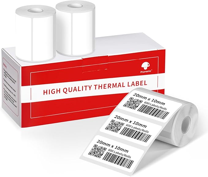 3 Rolls (1800Pcs) Thermal Labels, Phomemo 0.78'' x 0.39'' Stickers Compatible with Phomemo M220 M110 M108 M250 M260 M221 M120 M200 M150 Label Maker, Black on White