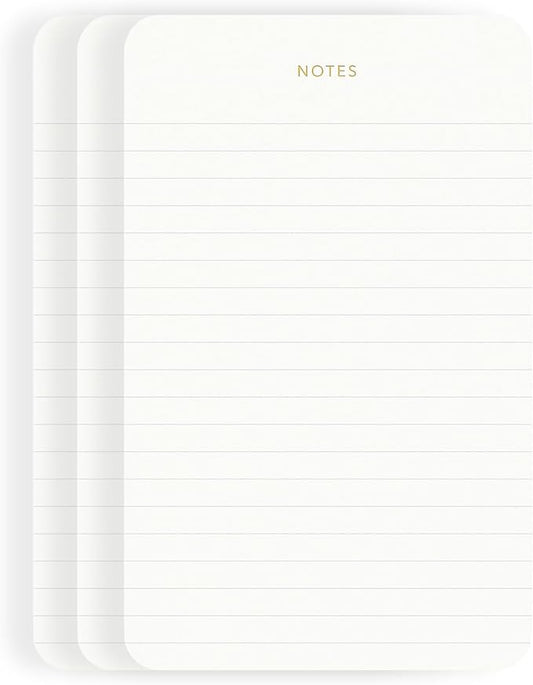 Elegant Desk Notepads for Professionals, Executive's Memo Pads, Minimalist, Gold Foiled, Lined Layout, 3 Pack, 225 Sheets Total (75 Each), 6.3" x 3.9”, 80 GSM, Eco-friendly, FSC™ Certified