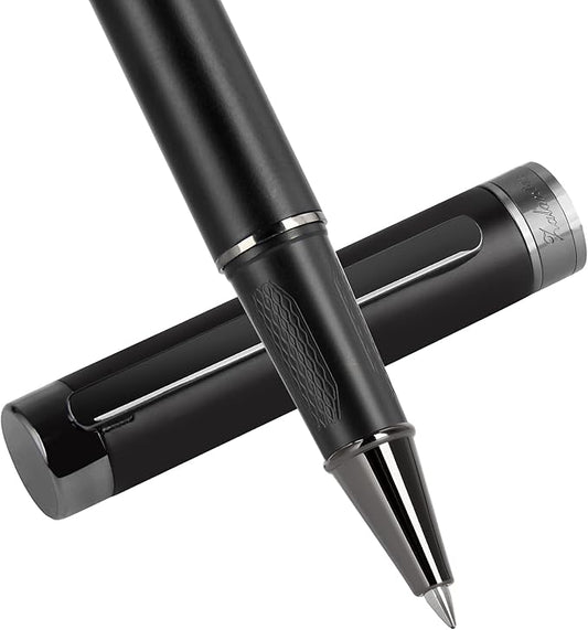 Stunning luxury pen fancy pens nice pens for men pure copper heavy feel Office Executive Pen Professional Smooth Writing Pens for journaling with Gift Case and 2 Refills (Black)